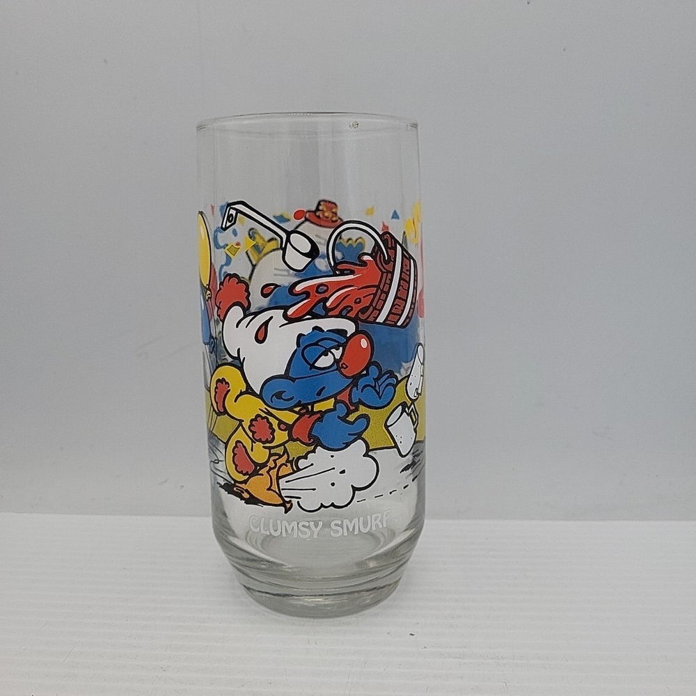 Vintage Smurf Collector‎ Clumsy Smurf glass cup
